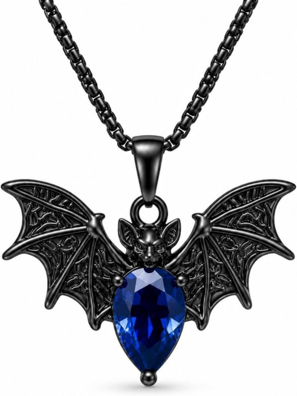 Gothic Bat & Spider Necklace - 14K Black Gold Plated Pendant for Halloween Style
